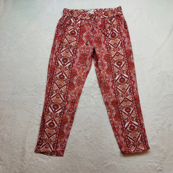 Rachel Zoe Multicolor Boho Linen Crop High Rise Pull On Pants Size S - Picture 2 of 11